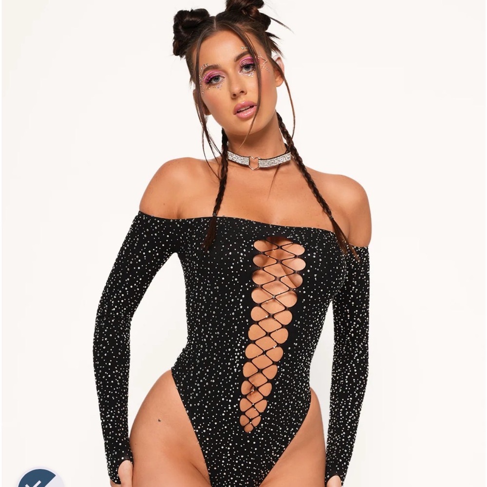 #23 Lavender Long Sleeve Bodysuit with Rhinestones - Picture 6 of 6